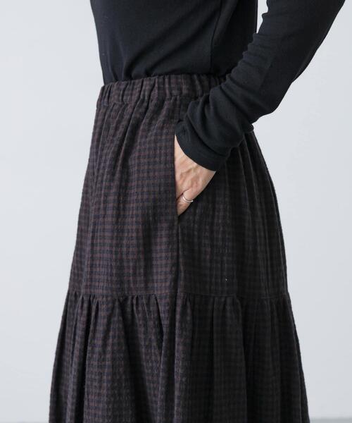 かぐれ（カグレ）の「ギンガムティアードスカート（スカート・レディース・グレー/ブラウン・FREE）」の16枚目の写真