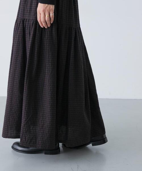 かぐれ（カグレ）の「ギンガムティアードスカート（スカート・レディース・グレー/ブラウン・FREE）」の15枚目の写真