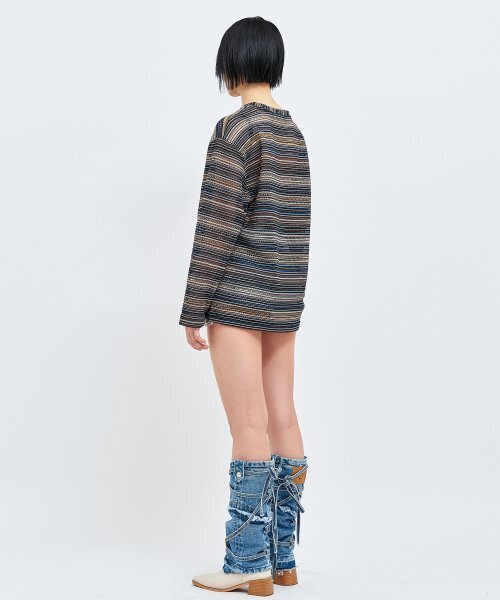 C WEAR BY THE GENIUS(シーウェアバイザジーニアス)の「オーバーサイズシースルークラフトニットプルオーバーブルー(ニット/セーター・レディース・その他・size3/size1)」の2枚目の写真