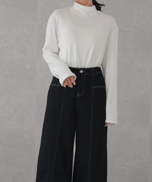 DAYRA(デイラ)の「モックネック ベーシック 長袖 カット トップス(Tシャツ/カットソー・レディース・ダークグレー/ベージュ/ブラック/ホワイト・M/XL)」の20枚目の写真