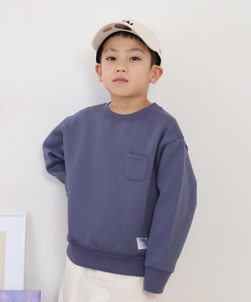 OMNES（オムネス）の「裏起毛ポケット付きトレーナー長袖 KIDS（スウェット・キッズ・アイボリー/パープル・110cm/120cm/100cm）」の2枚目の写真