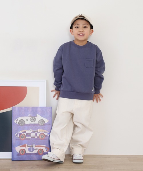 OMNES（オムネス）の「裏起毛ポケット付きトレーナー長袖 KIDS（スウェット・キッズ・アイボリー/パープル・110cm/120cm/100cm）」の14枚目の写真