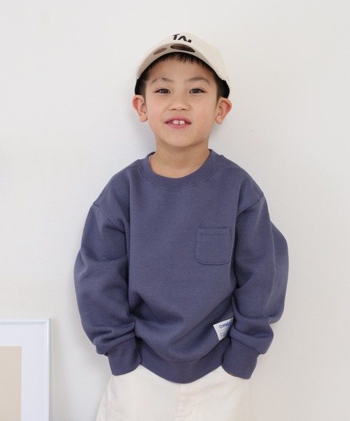 OMNES（オムネス）の「裏起毛ポケット付きトレーナー長袖 KIDS（スウェット・キッズ・アイボリー/パープル・110cm/120cm/100cm）」の9枚目の写真