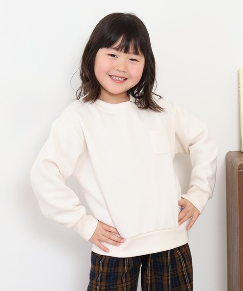 OMNES（オムネス）の「裏起毛ポケット付きトレーナー長袖 KIDS（スウェット・キッズ・アイボリー/パープル・110cm/120cm/100cm）」の4枚目の写真