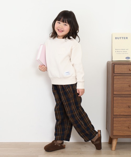 OMNES（オムネス）の「裏起毛ポケット付きトレーナー長袖 KIDS（スウェット・キッズ・アイボリー/パープル・110cm/120cm/100cm）」の7枚目の写真