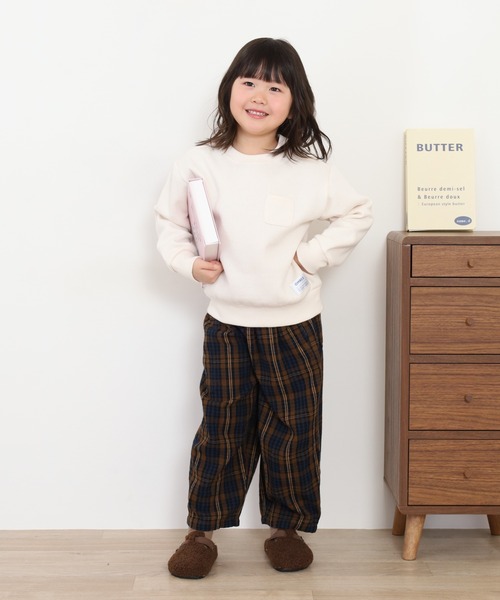 OMNES（オムネス）の「裏起毛ポケット付きトレーナー長袖 KIDS（スウェット・キッズ・アイボリー/パープル・110cm/120cm/100cm）」の8枚目の写真