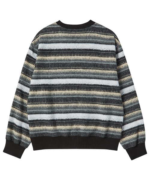 COQUET（コケット）の「[ LESSER PANDA ] KNIT STRIPE SWEATSHIRT [OVER-FIT] CHARCOAL（スウェット・メンズ・チャコール・LARGE/MEDIUM）」の4枚目の写真