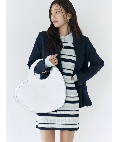 CALNAMUR（カルナムール）の「マルチボーダーポロニットワンピース（ワンピース・レディース・ブラウン/ピンク/ブルー・FREE）」の8枚目の写真