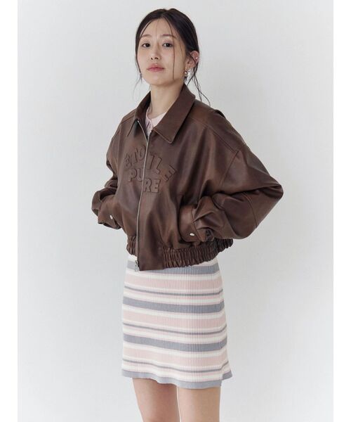 CALNAMUR（カルナムール）の「マルチボーダーポロニットワンピース（ワンピース・レディース・ブラウン/ピンク/ブルー・FREE）」の13枚目の写真