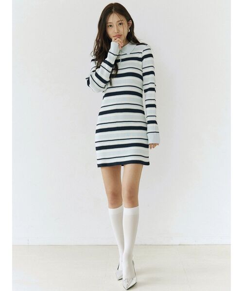 CALNAMUR（カルナムール）の「マルチボーダーポロニットワンピース（ワンピース・レディース・ブラウン/ピンク/ブルー・FREE）」の21枚目の写真