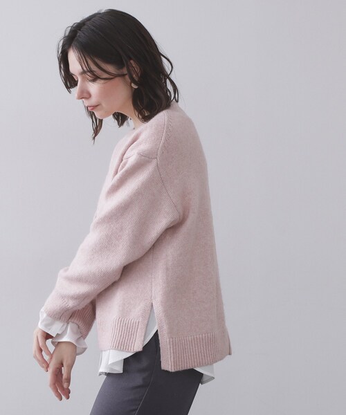 OPAQUE.CLIP（オペークドットクリップ）の「シャツドッキングカットソー【洗濯機OK】（Tシャツ/カットソー・レディース・ライトブルー/ホワイト系3/ホワイト・40/38）」の4枚目の写真