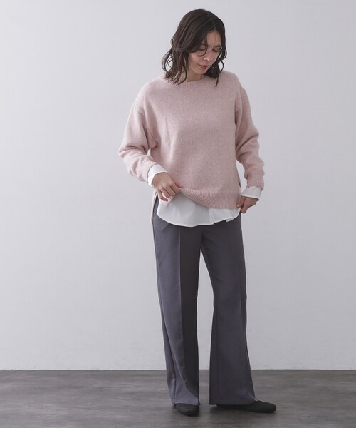 OPAQUE.CLIP（オペークドットクリップ）の「シャツドッキングカットソー【洗濯機OK】（Tシャツ/カットソー・レディース・ライトブルー/ホワイト系3/ホワイト・40/38）」の5枚目の写真