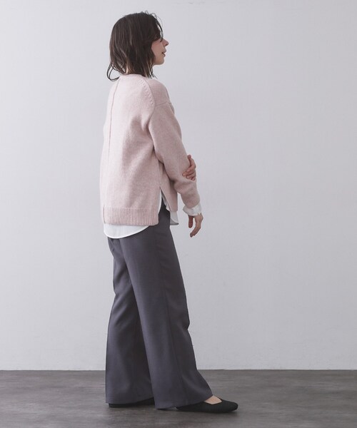 OPAQUE.CLIP（オペークドットクリップ）の「シャツドッキングカットソー【洗濯機OK】（Tシャツ/カットソー・レディース・ライトブルー/ホワイト系3/ホワイト・40/38）」の6枚目の写真