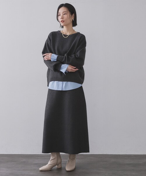 OPAQUE.CLIP（オペークドットクリップ）の「シャツドッキングカットソー【洗濯機OK】（Tシャツ/カットソー・レディース・ライトブルー/ホワイト系3/ホワイト・40/38）」の13枚目の写真