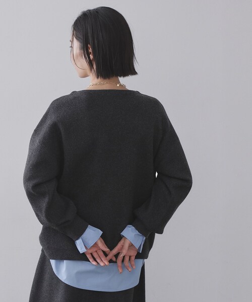 OPAQUE.CLIP（オペークドットクリップ）の「シャツドッキングカットソー【洗濯機OK】（Tシャツ/カットソー・レディース・ライトブルー/ホワイト系3/ホワイト・40/38）」の14枚目の写真