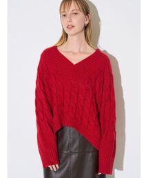 ELENDEEK | Vネックケーブルニット(ニット/セーター)