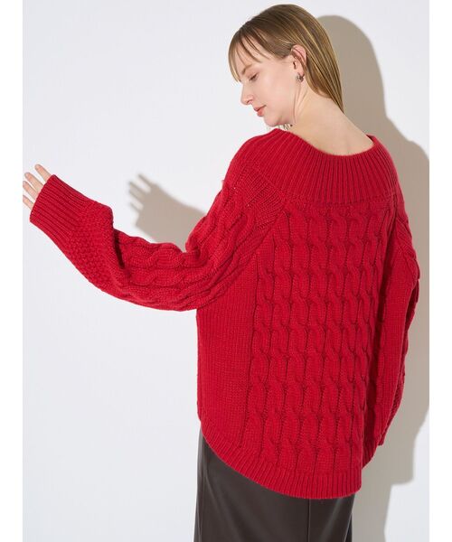 ELENDEEK(エレンディーク)の「Vネックケーブルニット(ニット/セーター・レディース・グレー/オフホワイト/レッド・FREE)」の22枚目の写真