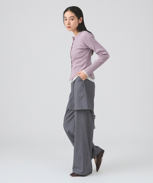 Ray BEAMS（レイビームス）の「ハーフ レイヤード パンツ（スラックス・レディース・シルバー/ブラック・0/1）」の4枚目の写真