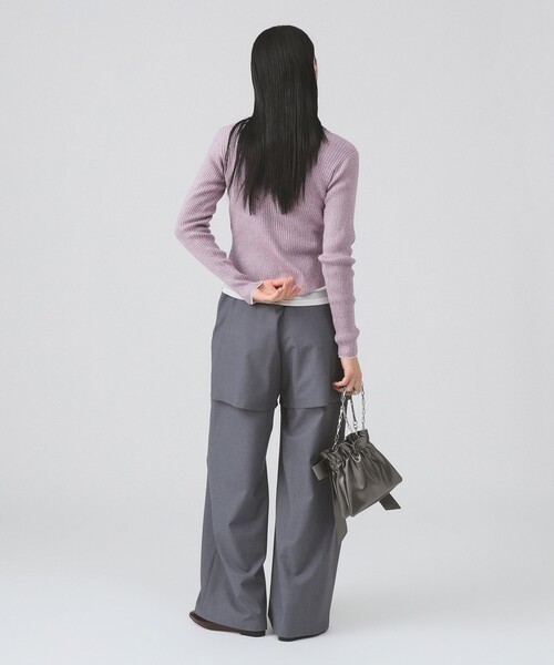 Ray BEAMS（レイビームス）の「ハーフ レイヤード パンツ（スラックス・レディース・シルバー/ブラック・0/1）」の5枚目の写真