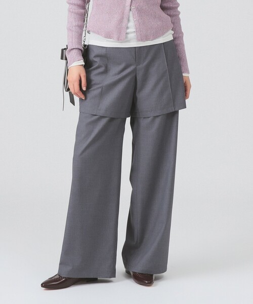 Ray BEAMS（レイビームス）の「ハーフ レイヤード パンツ（スラックス・レディース・シルバー/ブラック・0/1）」の6枚目の写真