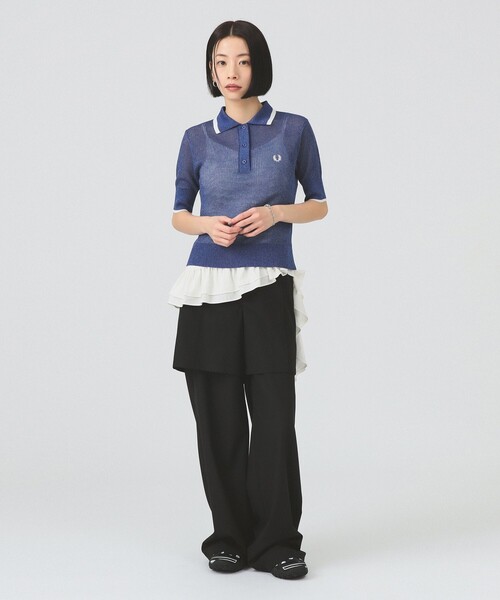 Ray BEAMS（レイビームス）の「ハーフ レイヤード パンツ（スラックス・レディース・シルバー/ブラック・0/1）」の7枚目の写真