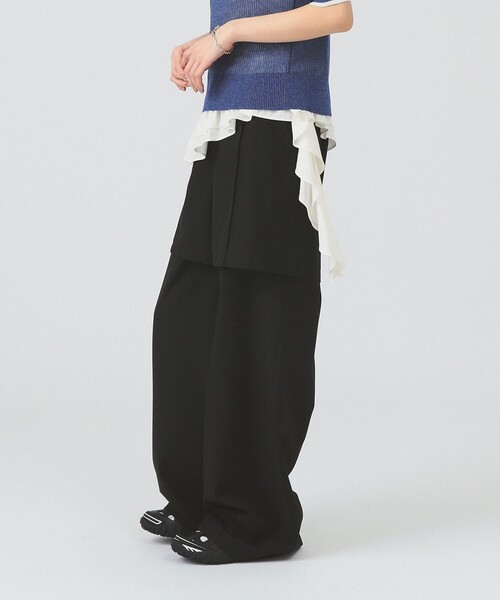 Ray BEAMS（レイビームス）の「ハーフ レイヤード パンツ（スラックス・レディース・シルバー/ブラック・0/1）」の10枚目の写真