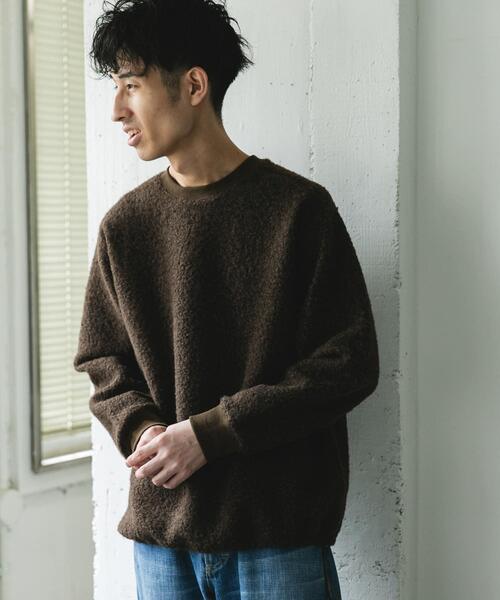 URBAN RESEARCH DOORS（アーバンリサーチドアーズ）の「ラグランスリーブブークレー プルオーバー（Tシャツ/カットソー・メンズ・ブラウン/ブラック・MEDIUM/LARGE）」の3枚目の写真