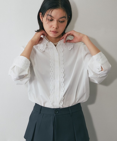 SMILE ORCHID(スマイルオーキッド)の「レース襟ブラウス(シャツ/ブラウス・レディース・ホワイト・M)」の7枚目の写真