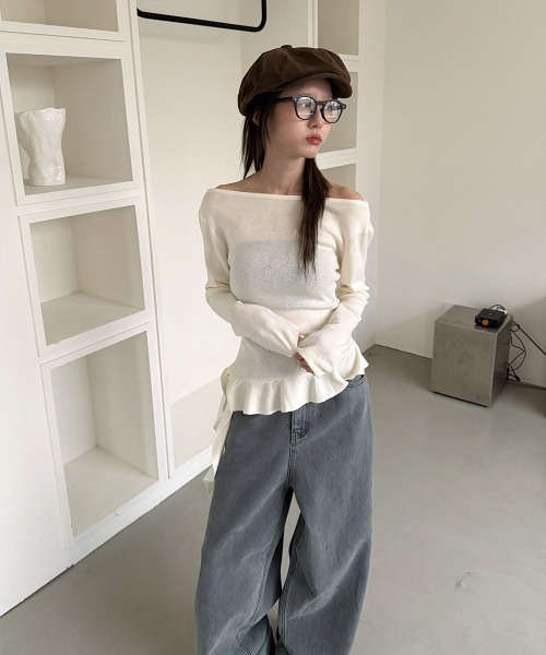 4INT.（フォイント）の「ヴィンテージ バルーン ワイド デニム パンツ（デニムパンツ・レディース・グレー・S/M/L）」の7枚目の写真
