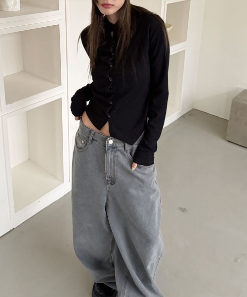 4INT.（フォイント）の「ヴィンテージ バルーン ワイド デニム パンツ（デニムパンツ・レディース・グレー・S/M/L）」の15枚目の写真