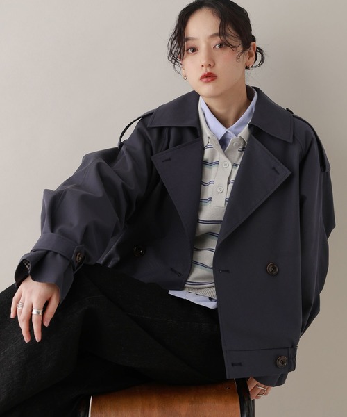 RAGEBLUE(レイジブルー)の「ツイルショートトレンチコート(トレンチコート・レディース・ネイビー/ベージュ・FREE)」の1枚目の写真