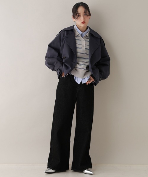 RAGEBLUE(レイジブルー)の「ツイルショートトレンチコート(トレンチコート・レディース・ネイビー/ベージュ・FREE)」の18枚目の写真