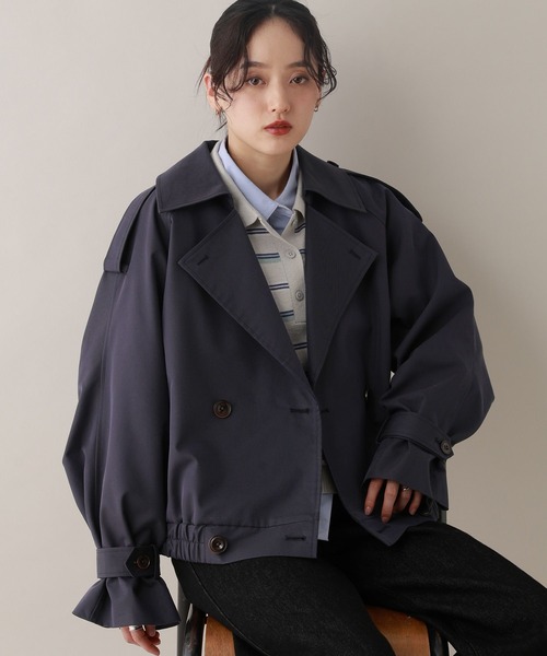 RAGEBLUE(レイジブルー)の「ツイルショートトレンチコート(トレンチコート・レディース・ネイビー/ベージュ・FREE)」の21枚目の写真