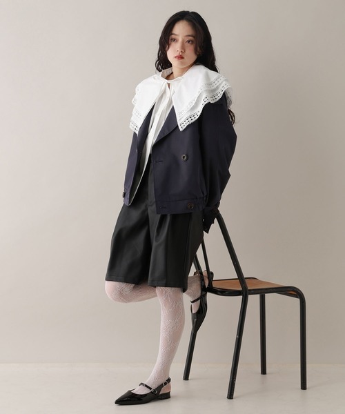 RAGEBLUE(レイジブルー)の「ツイルショートトレンチコート(トレンチコート・レディース・ネイビー/ベージュ・FREE)」の12枚目の写真