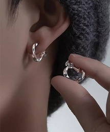 B.I.D.（ビーアイディー）の「《Bz》シルバーツイストリングイヤリング/メンズ/両耳用(NEZ)（イヤリング）」
