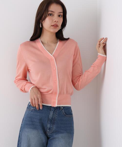 PINKY&DIANNE(ピンキーアンドダイアン)の「◆Vネックパレットニットカーディガン(ニット/セーター・レディース・ライトグリーン/ピンク/ネイビー・38)」の7枚目の写真