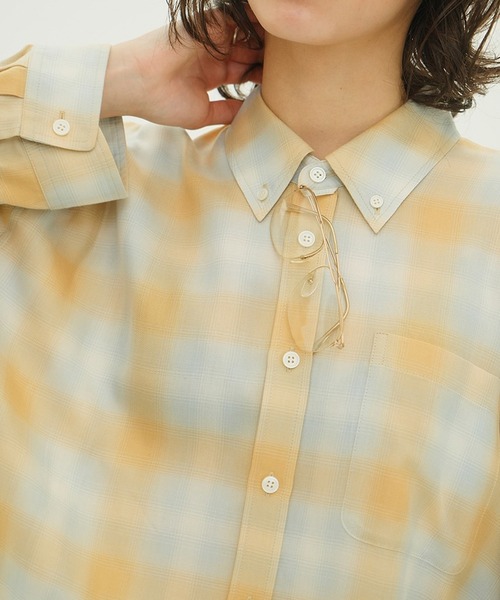 CLANE（クラネ）の「2WAY OVER OMBRE CHECK SHIRTS（シャツ/ブラウス・レディース・イエロー/グレー・2/1）」の16枚目の写真