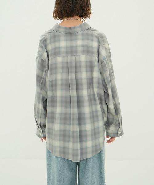 CLANE（クラネ）の「2WAY OVER OMBRE CHECK SHIRTS（シャツ/ブラウス・レディース・イエロー/グレー・2/1）」の5枚目の写真