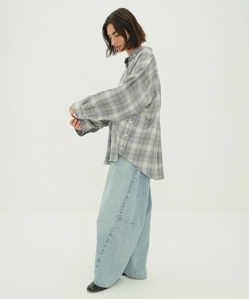 CLANE（クラネ）の「2WAY OVER OMBRE CHECK SHIRTS（シャツ/ブラウス・レディース・イエロー/グレー・2/1）」の7枚目の写真