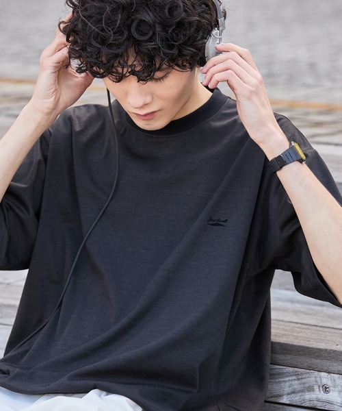 CONVERSE(コンバース)の「CONVERSE JACK PURCELL/コンバース ジャックパーセル バックメッシュ ドローコード ロゴプリント クルーネック 半袖Tシャツ(Tシャツ/カットソー・メンズ・ネイビー/チャコール/オフホワイト・L/M)」の1枚目の写真