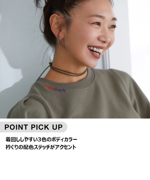 BAYFLOW(ベイフロー)の「【知久友里恵さんコラボ】ハンドステッチスウェット(スウェット・レディース・カーキ/グレー/オフホワイト・FREE)」の5枚目の写真