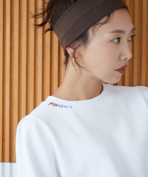 BAYFLOW(ベイフロー)の「【知久友里恵さんコラボ】ハンドステッチスウェット(スウェット・レディース・カーキ/グレー/オフホワイト・FREE)」の9枚目の写真