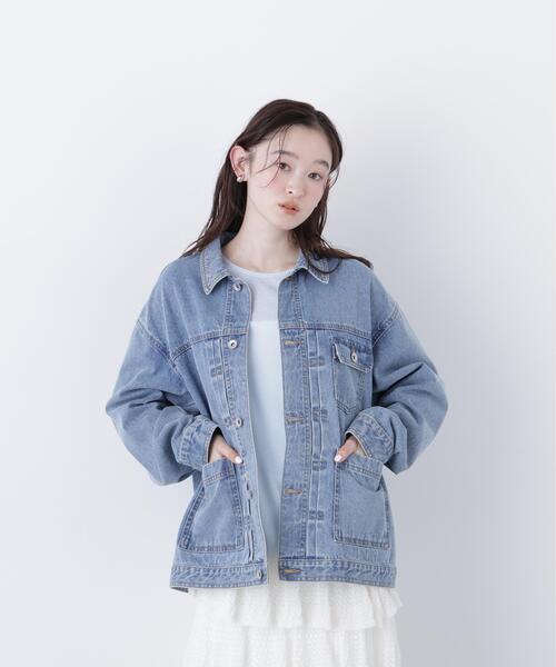 N.（N. Natural Beauty Basic）（エヌエヌナチュラルビューティーベーシック）の「オーバーデニムブルゾン（ブルゾン・レディース・ブルー/ブラック・ﾌﾘ-）」の4枚目の写真