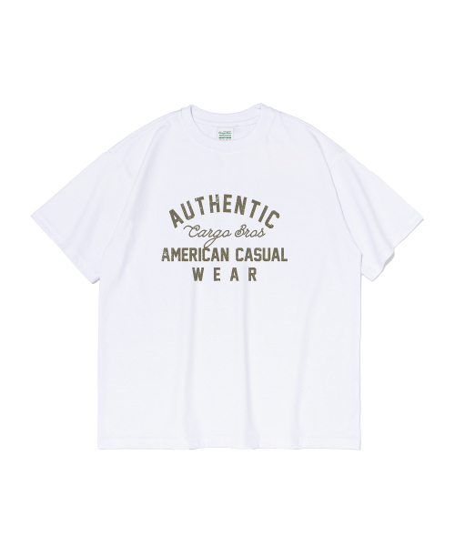 CARGOBROS(カーゴブロス)の「アメリカンアセンティック 半袖Tシャツ (ホワイト)(Tシャツ/カットソー・メンズ・その他・S/M/L/XL/2XL)」の1枚目の写真