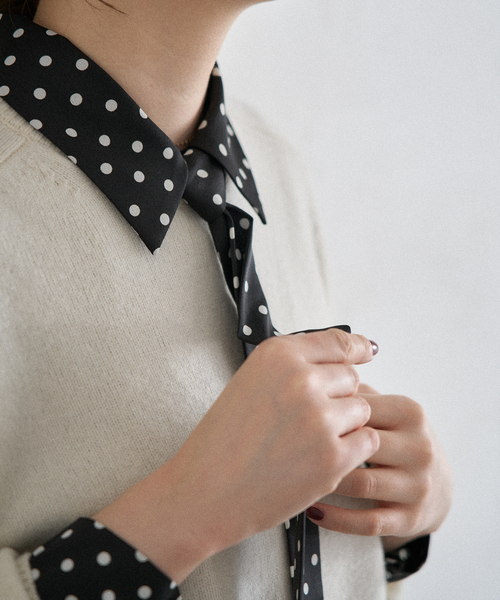 IENA（イエナ）の「《WEB限定/追加4》サテンドットタイ付ブラウス（シャツ/ブラウス・レディース・ブラック/ネイビー・FREE）」の12枚目の写真