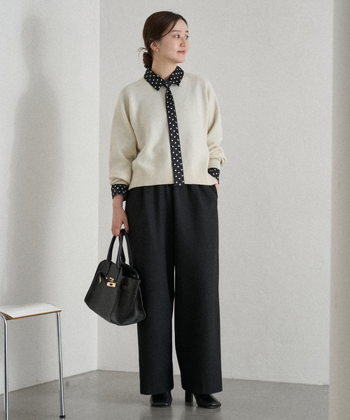 IENA（イエナ）の「《WEB限定/追加4》サテンドットタイ付ブラウス（シャツ/ブラウス・レディース・ブラック/ネイビー・FREE）」の14枚目の写真