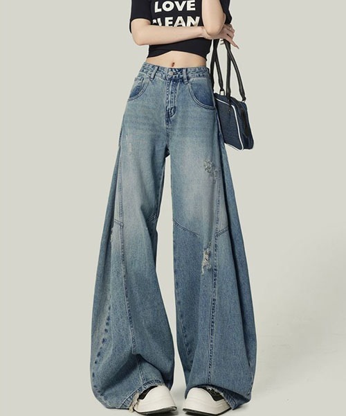 gossip!ロサンゼルス(ゴシップロサンゼルス)の「ワイドルーズデニムパンツ レディース ハイウエスト ゆったり(デニムパンツ・レディース・ブルー・L/M/S)」の9枚目の写真