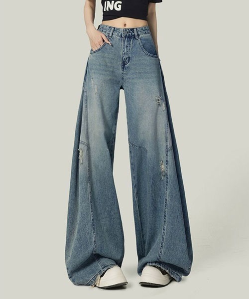 gossip!ロサンゼルス(ゴシップロサンゼルス)の「ワイドルーズデニムパンツ レディース ハイウエスト ゆったり(デニムパンツ・レディース・ブルー・L/M/S)」の14枚目の写真