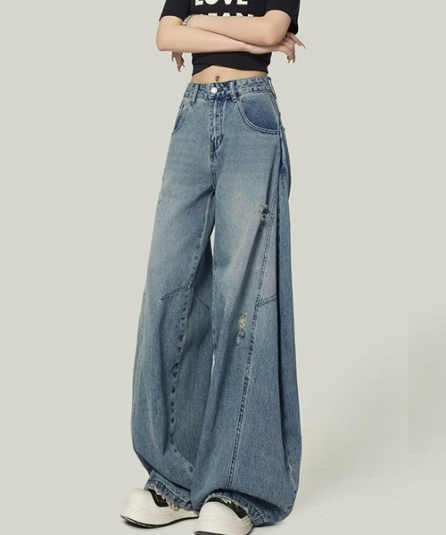 gossip!ロサンゼルス(ゴシップロサンゼルス)の「ワイドルーズデニムパンツ レディース ハイウエスト ゆったり(デニムパンツ・レディース・ブルー・L/M/S)」の15枚目の写真