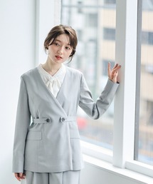 12Twelve Agenda | 配色デザインカラーレスジャケット(ノーカラージャケット)